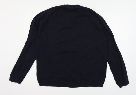 Easy Mens Blue Knit Pullover Jumper Size M