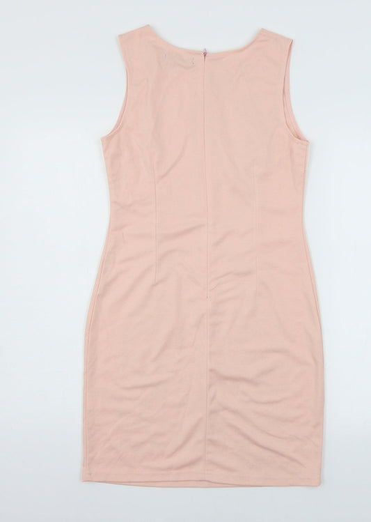 Layers Womens Pink Geometric Jersey Bodycon Size S