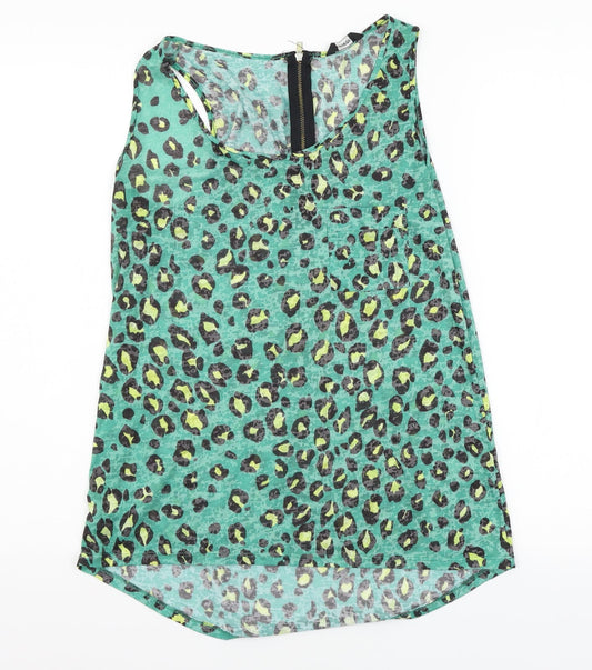George Womens Green Animal Print Basic Tank Size 10