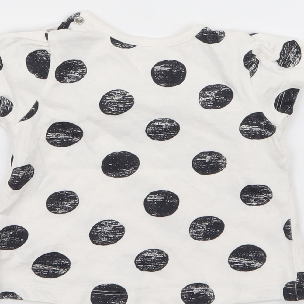 Nutmeg Girls White Polka Dot Basic T-Shirt Size 3-6 Months