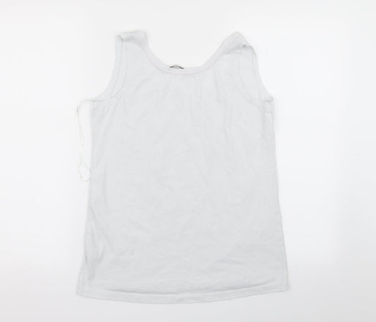 TU Womens White Floral Basic Tank Size 8