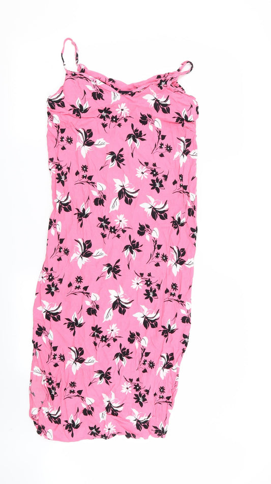 Marks & Spencer Womens Pink Floral A-Line Size 10