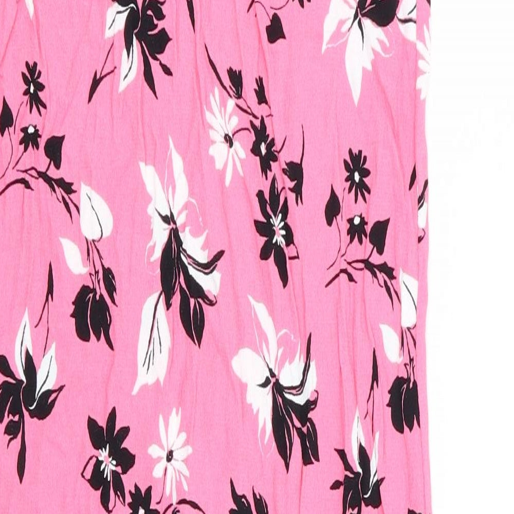 M&S Womens Pink Floral A-Line Size 10