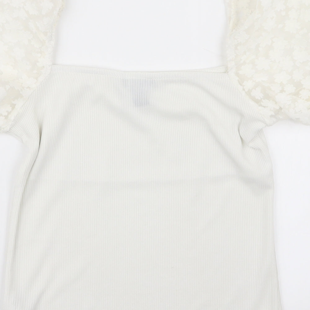 Womens UK Size 6 New Look White Basic T-Shirt