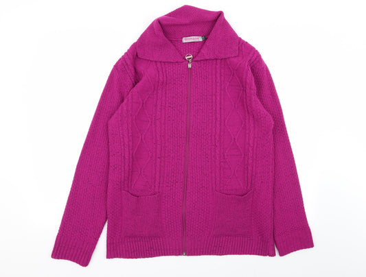 Womens UK Size L glimpse Pink Full Zip Jumper