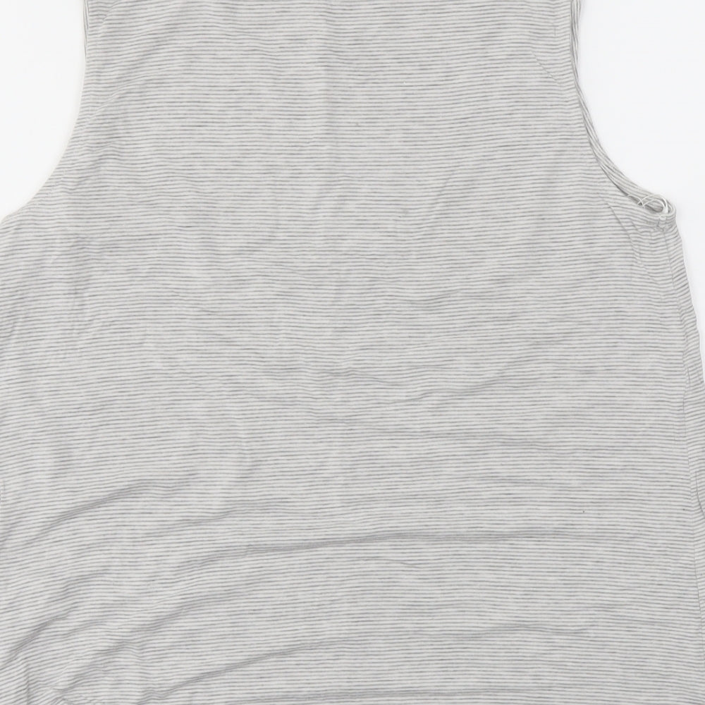 F&F Womens Grey Striped Basic T-Shirt Size M