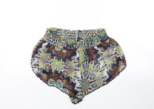 H&M Womens Multicoloured Floral Sailor Shorts Size M - Transparent