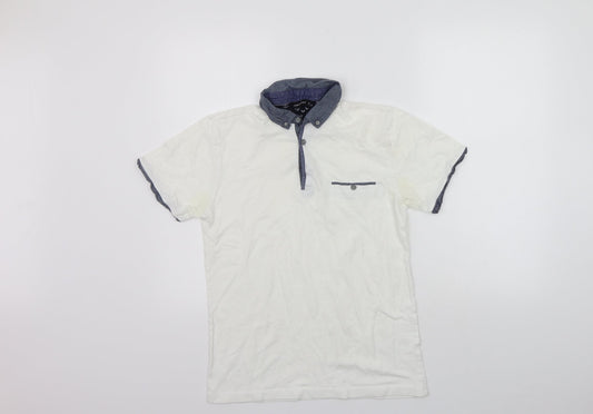 Womens UK Size S Cedar Wood State White Basic Polo