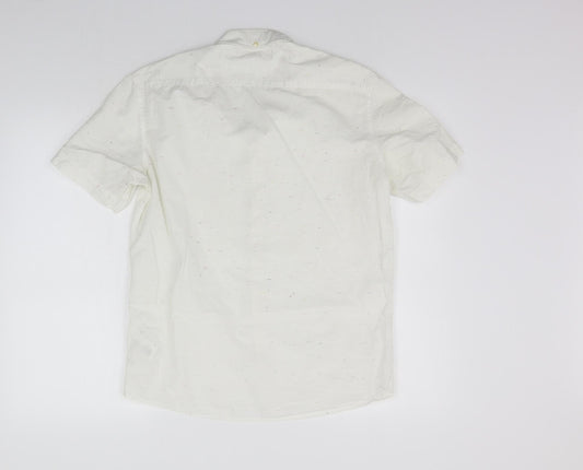 Mens UK Size S H&M White Button-Up Short Sleeve Casual Shirt