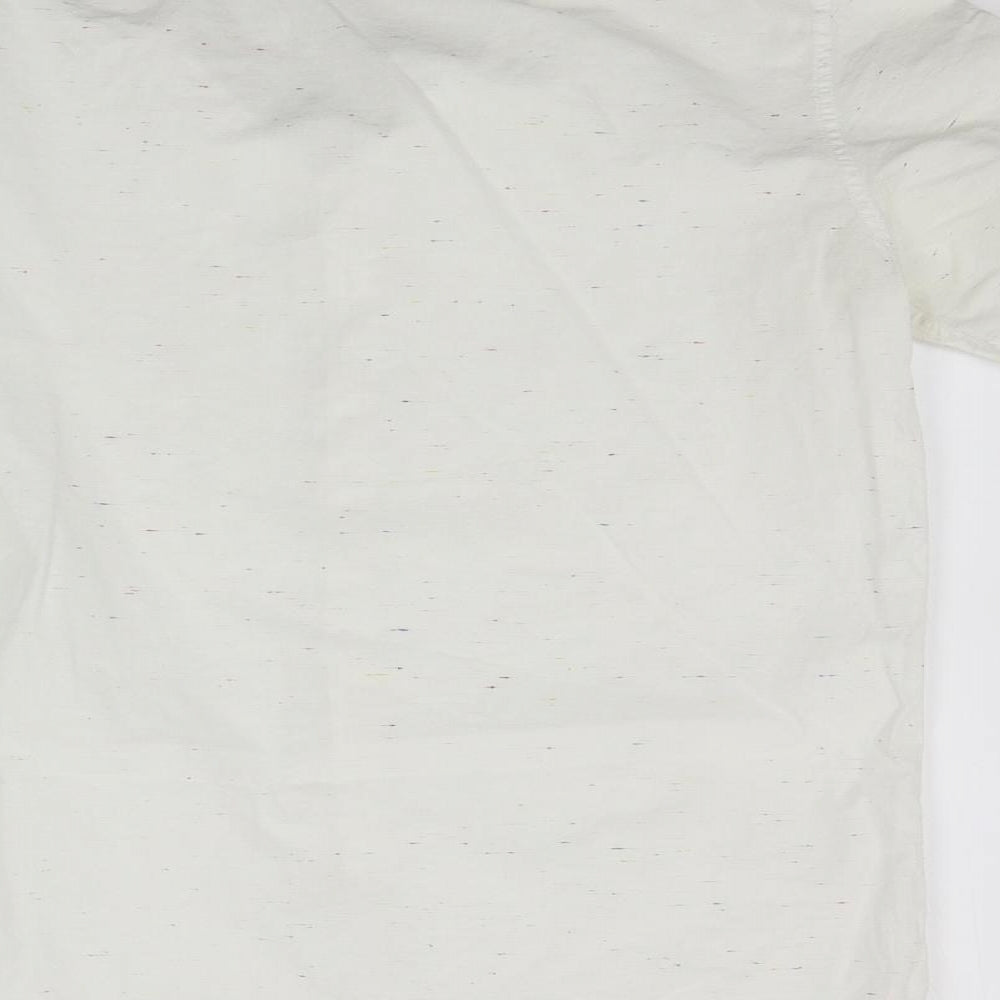 Mens UK Size S H&M White Button-Up Short Sleeve Casual Shirt