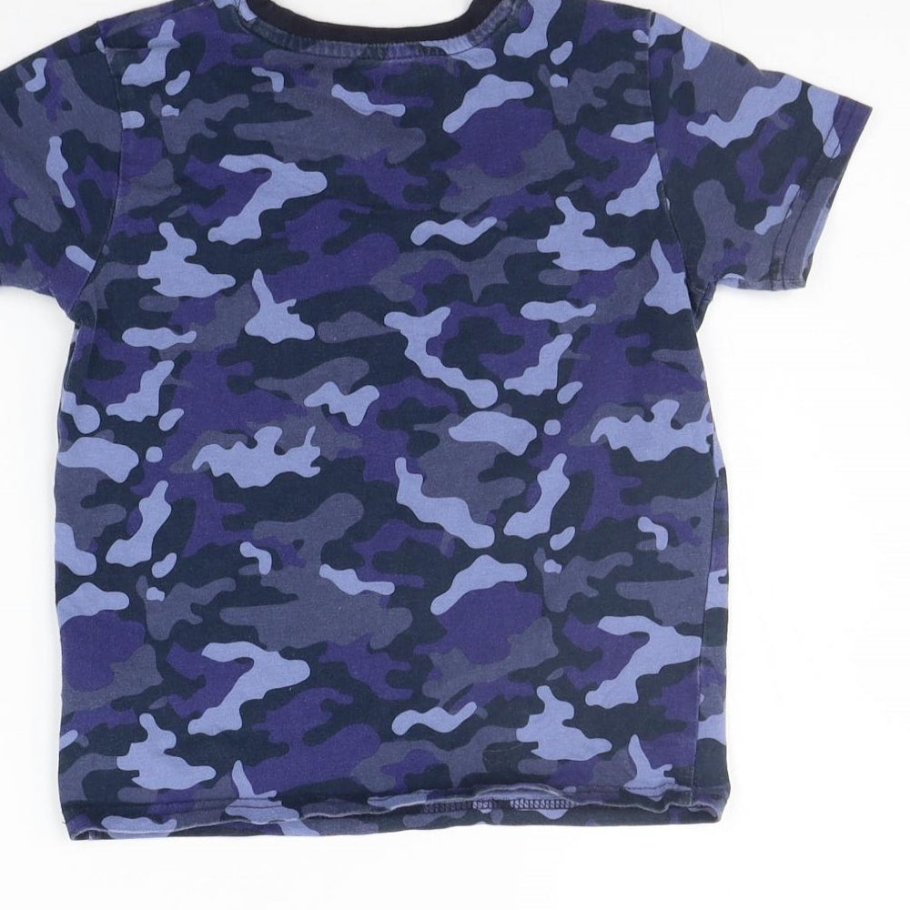 Primark Girls Blue Geometric Basic T-Shirt Size 5-6 Years