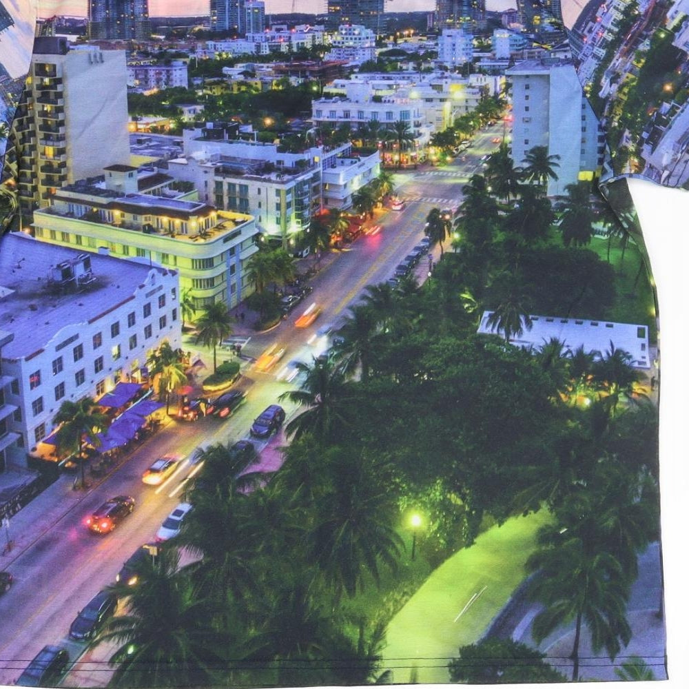 ACW85 Womens Blue Geometric Basic T-Shirt Size L