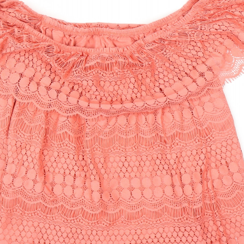 Womens UK Size 14 Preworn Pink Basic Blouse