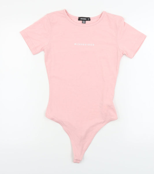 Womens UK Size 4 Missguided One-Piece Pink Bodysuit