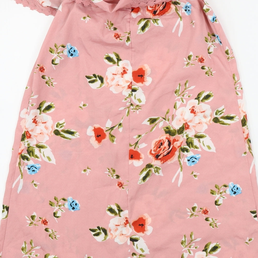 Primark Womens Pink Floral A-Line Size 6