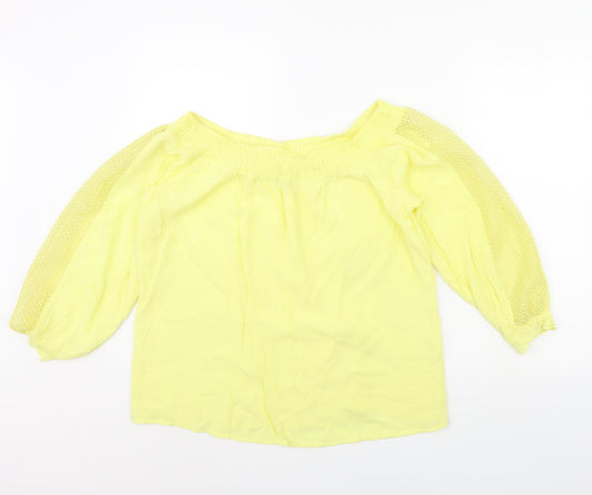 Womens UK Size 14 F&F Yellow Basic Blouse