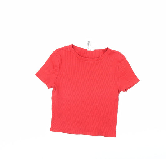 Womens UK Size M Divided Red Cropped T-Shirt