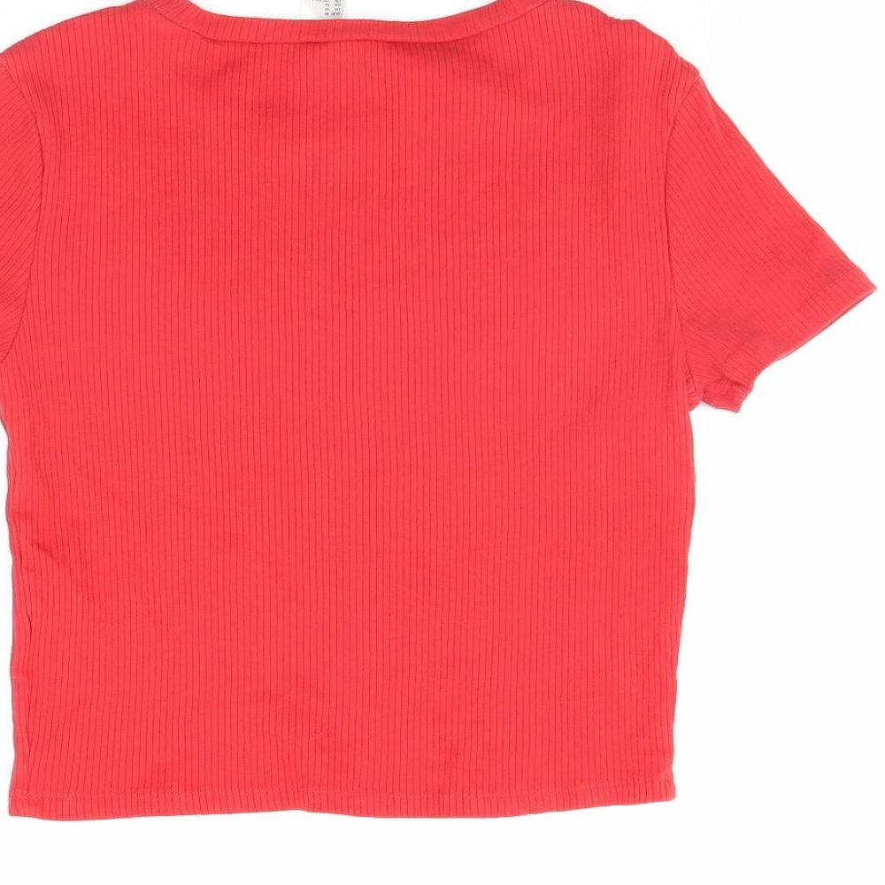 Womens UK Size M Divided Red Cropped T-Shirt