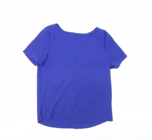 Womens UK Size 8 Papaya Blue Basic Blouse