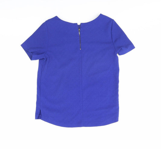 Womens UK Size 8 Papaya Blue Basic Blouse