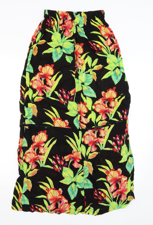 Primark Womens Black Floral  A-Line Skirt Size 8