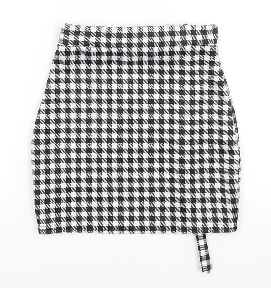 Pretty Little Thing Womens Black Check  Mini Skirt Size 6