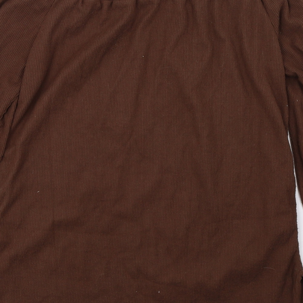 Womens UK Size 10 PRETTYLITTLETHING Brown Basic T-Shirt