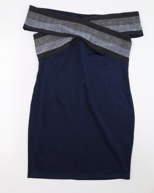 Body Flirt Womens Blue A-Line Size L