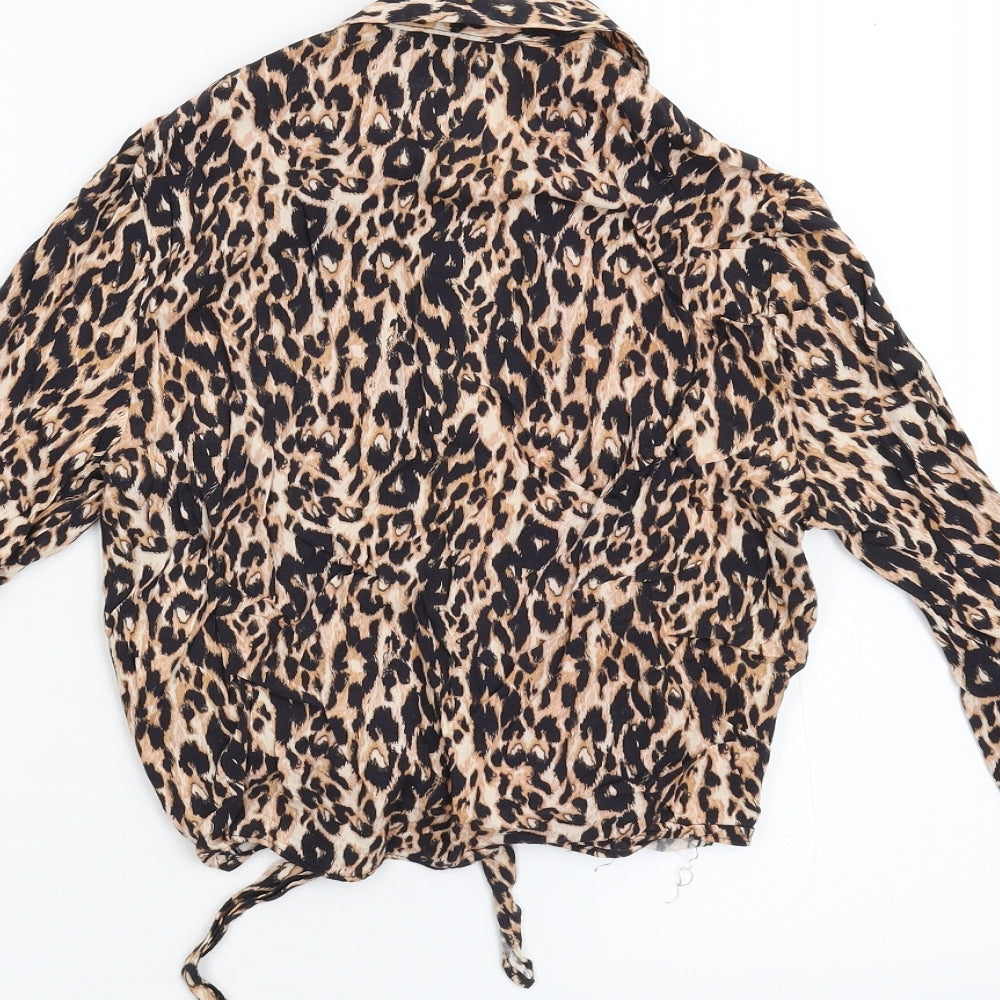 Miss Selfridge Womens Multicoloured Animal Print Basic Blouse Size 6