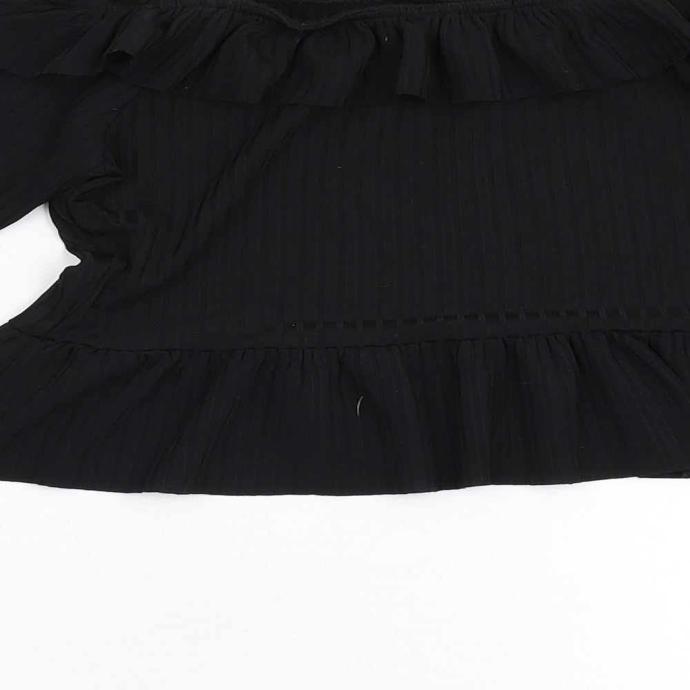 LX London Womens Black Cropped Blouse Size 12