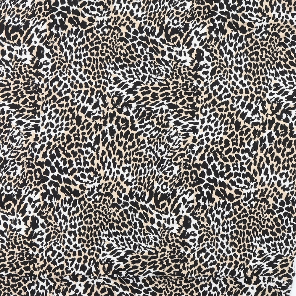 F&F Womens Black Animal Print Basic Blouse Size 10
