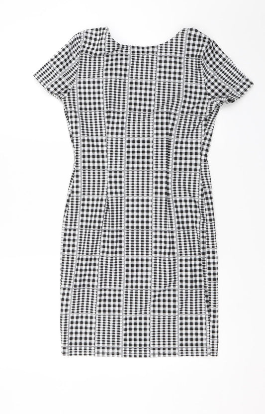 Select Womens Black Plaid Shift Size 10