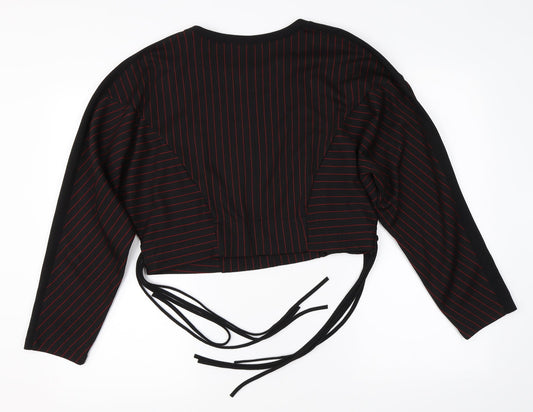 Zara Womens Black Striped Shrug Jumper Size S