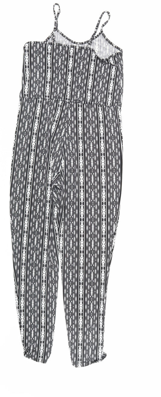 QED London Womens Black Geometric  Jumpsuit One-Piece Size 8