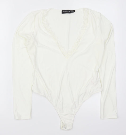 Womens UK Size 12 PRETTYLITTLETHING One-Piece White Bodysuit