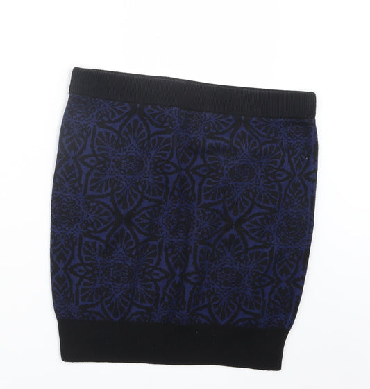 Marks and Spencer Womens Blue Geometric Knit Straight & Pencil Skirt Size M