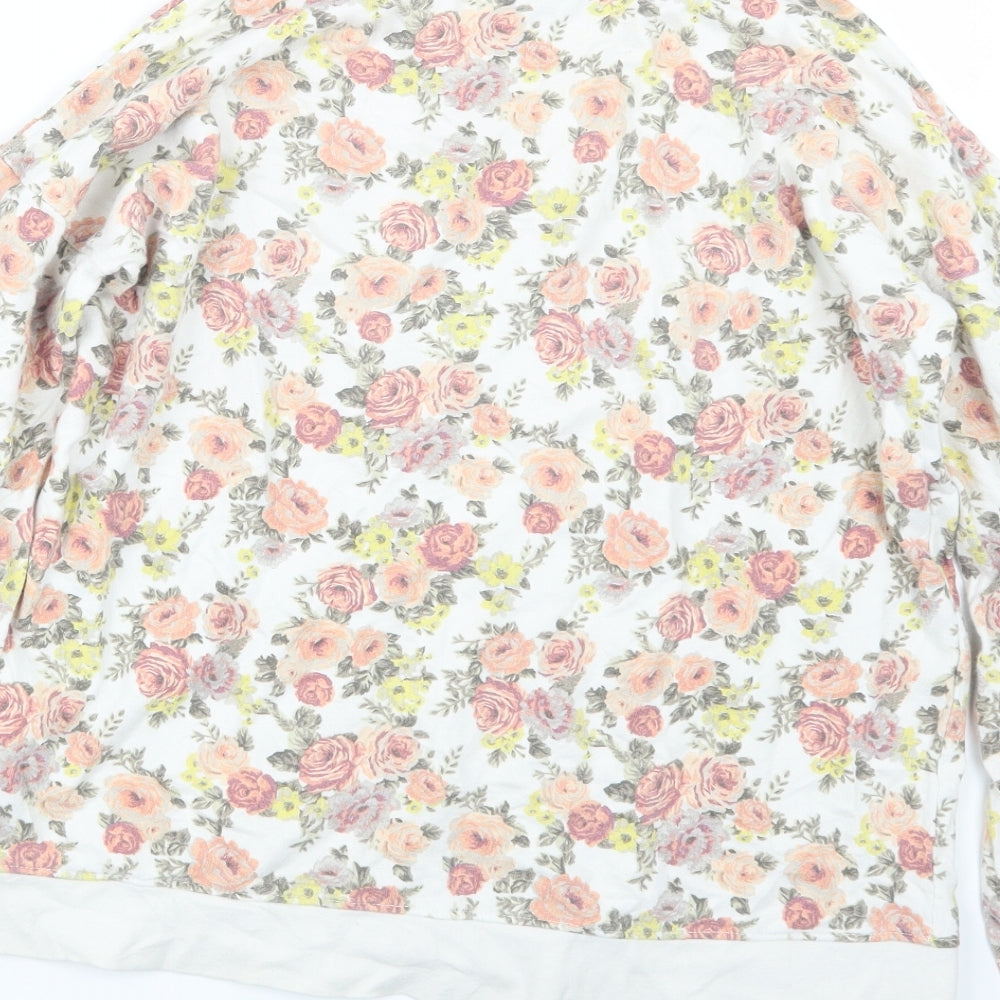 FOREVER 21 Womens White Floral Pullover Jumper Size M