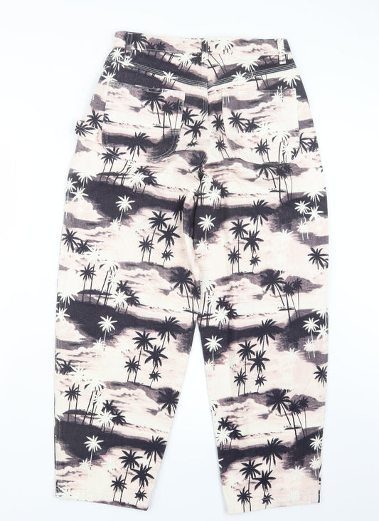 ASOS Womens Pink Geometric Denim Straight Jeans Size 10 L26 in