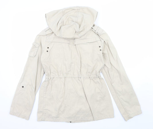 H&M Womens Beige Jacket Coat Size 6 - Zip away hood