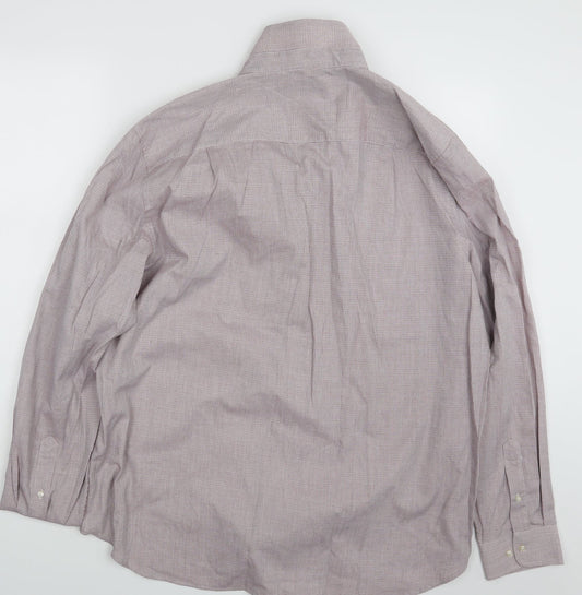 Mens UK Size 18 NEXT Pink Button-Up Long Sleeve Casual Shirt