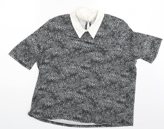 Tu Womens Multicoloured Animal Print Basic Blouse Size 16
