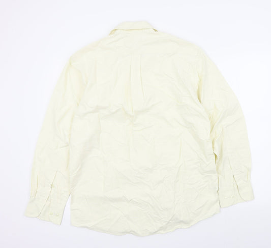 Mens UK Size 38 M&S Beige Button-Up Long Sleeve Casual Shirt