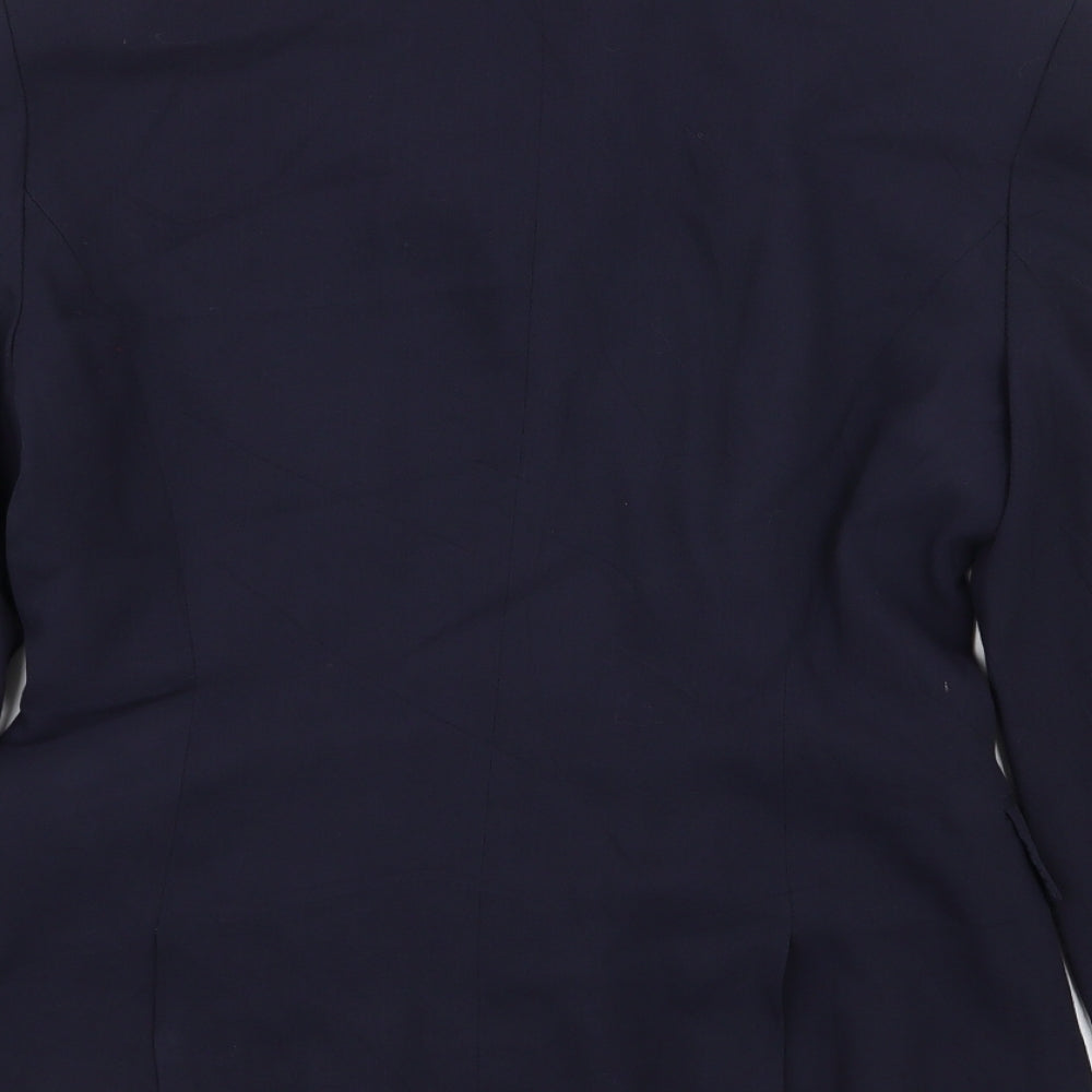 Brand and care label for Mexx women’s blue jacket blazer, size UK 10