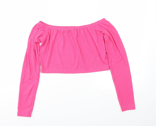 I SAW IT FIRST Womens Pink Basic T-Shirt Size M