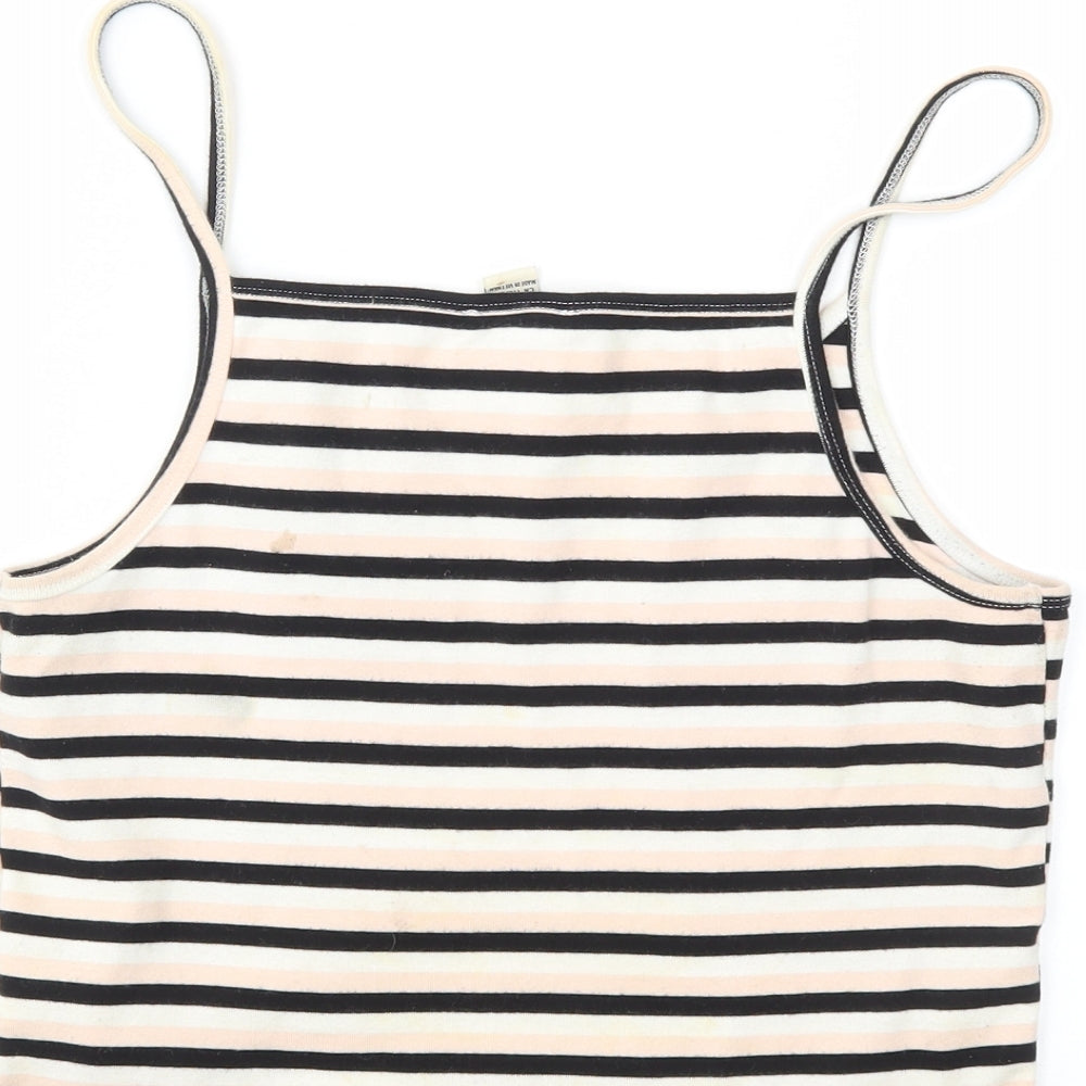 FOREVER 21 Womens Multicoloured Striped Basic T-Shirt Size L