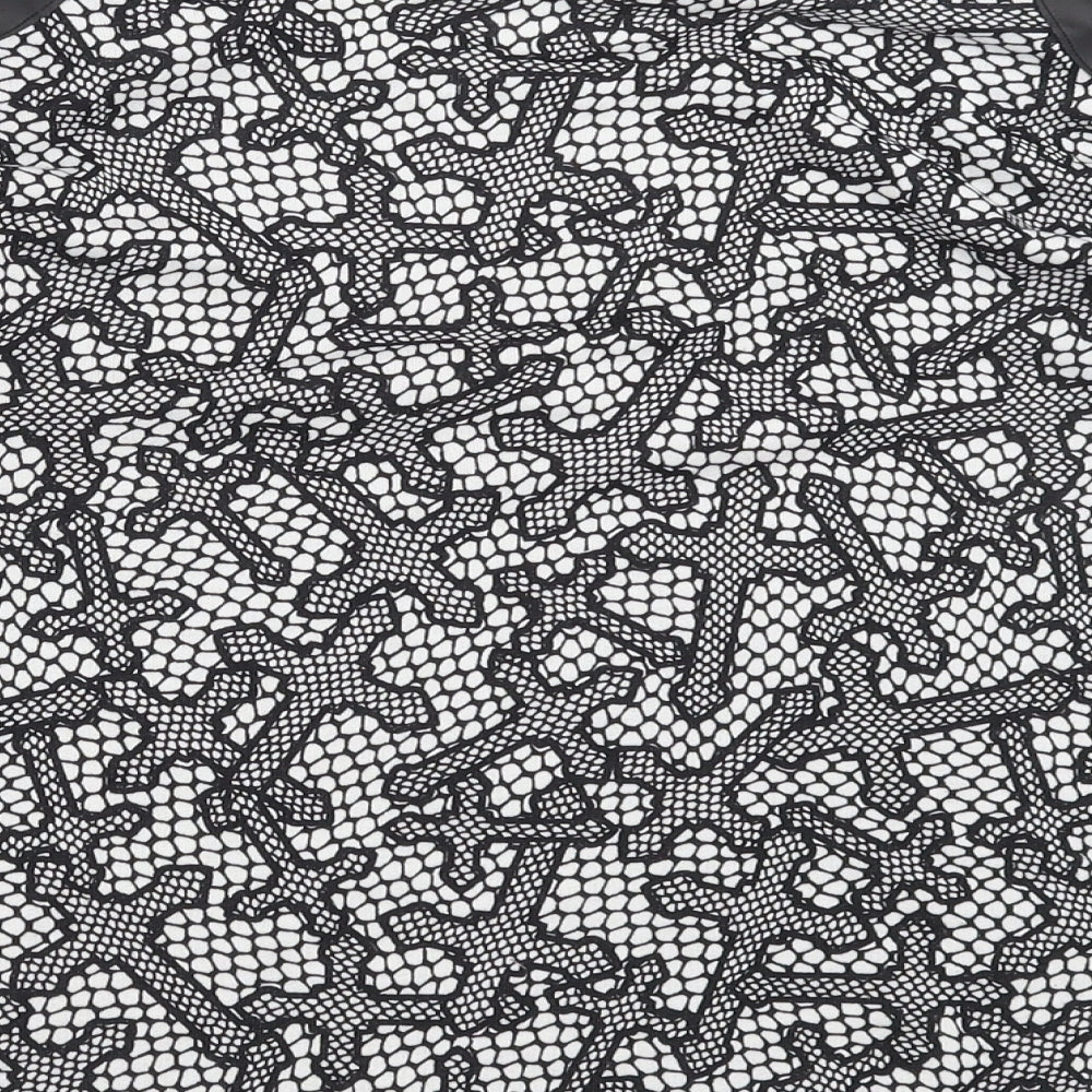 Topshop Womens Black Geometric Pullover Sweatshirt Size 6 - Studded Shoulder