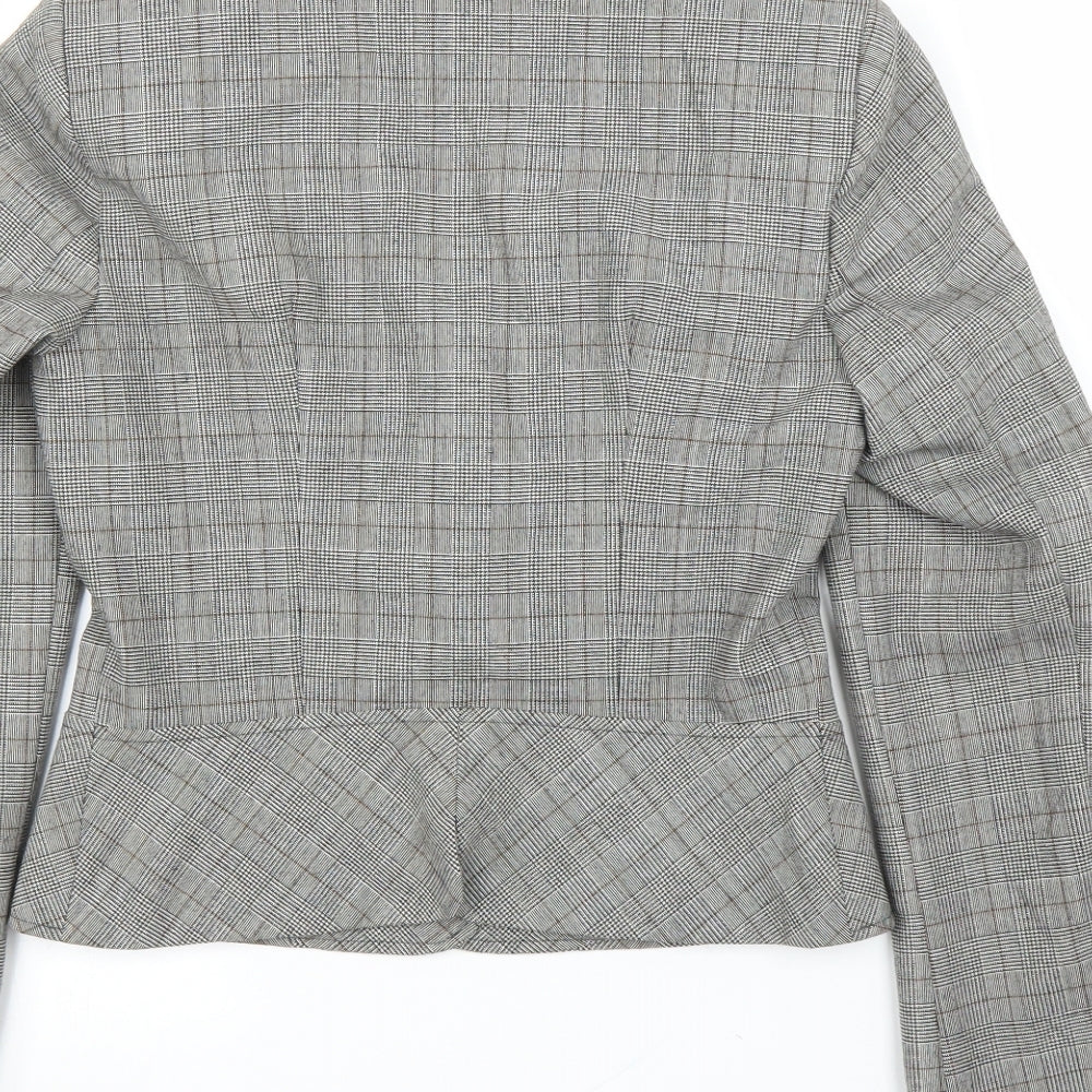 M&S Womens Grey Plaid Jacket Blazer Size 8