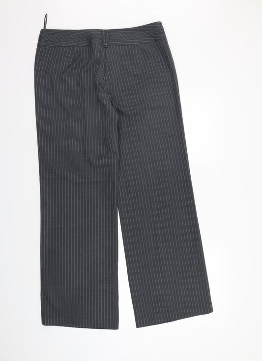 F&F Womens Grey Striped Trousers Size 14 L30 in