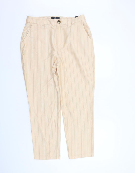 Womens UK Size 12 Missguided Regular Fit Beige Trousers