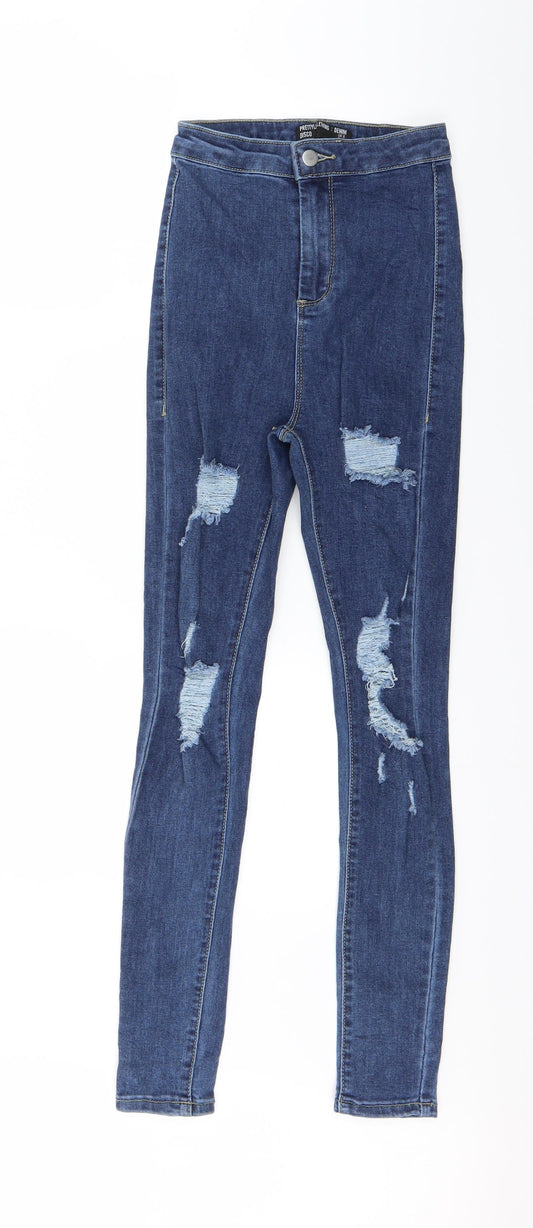 Womens UK Size 6 PRETTYLITTLETHING Regular Fit Skinny Blue Jeans